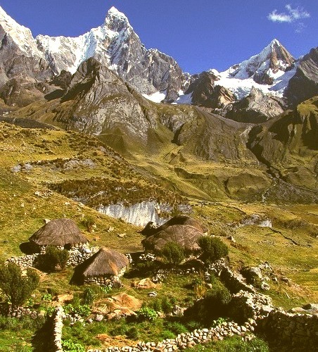 by mikemellinger on Flickr.Traditional houses at the footsteps of Cordillera Huayhuash in Peru.