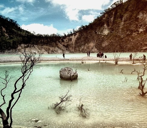by thethemit on Flickr.Kawah Putih acid crater lake in West Java, Indonesia.