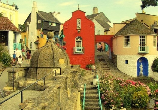 The popular tourist village of Portmeirion in Gwynedd, North Wales