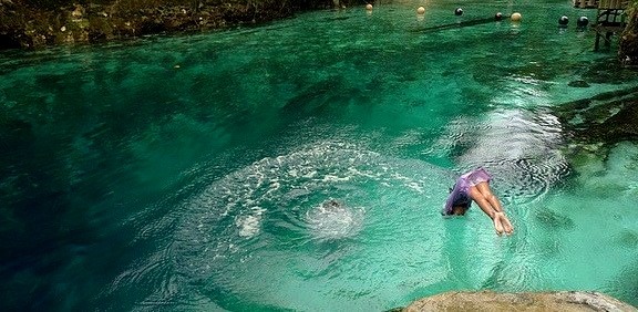 Diving at The Enchanted River in Hinatuan, Surigao del Sur, Philippines