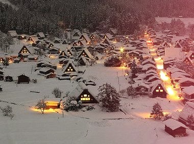Winter's Night, Ogimachi Gassho Village, Japan