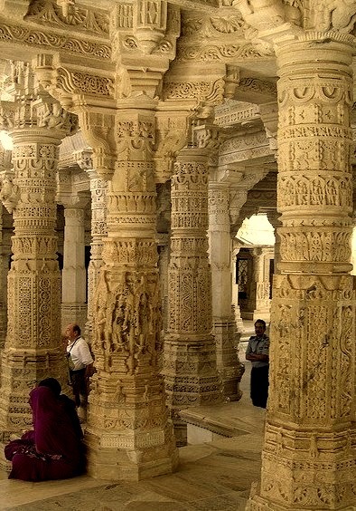 Jain columns at Ranakpur Temple in Rajasthan, India