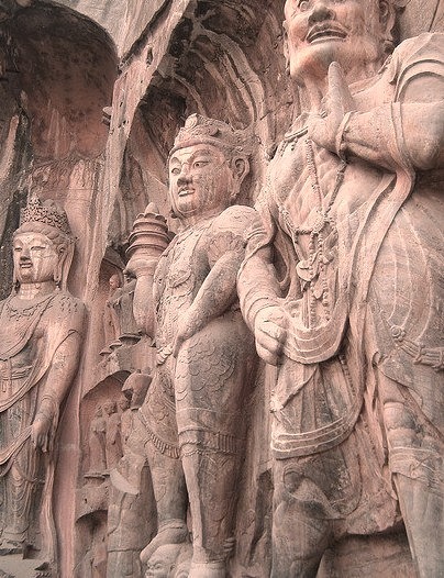Rock-carved statues at Longmen Caves in Henan, China
