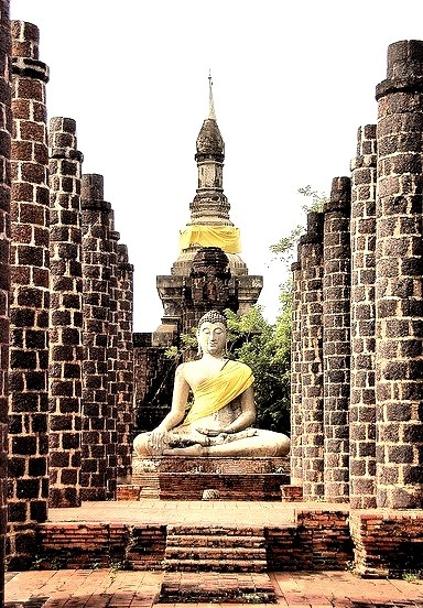 Grand Hall of Wat Maha That in the old Sukhothai Kingdom, Thailand